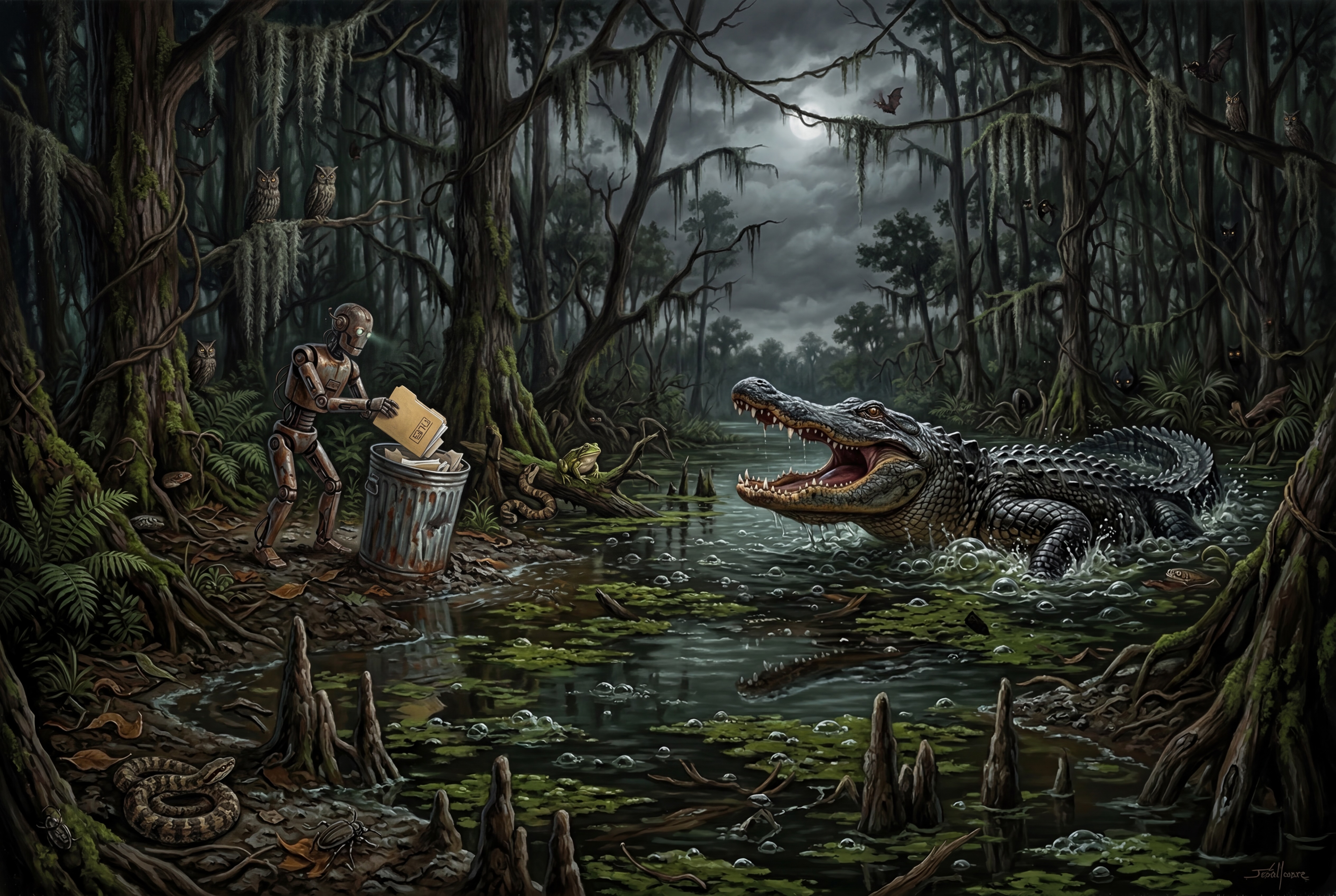 Surreal swamp landscape